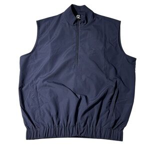FootJoy Weatherproof Quarter-Zip Vest Zip Pockets Navy Blue Size Medium